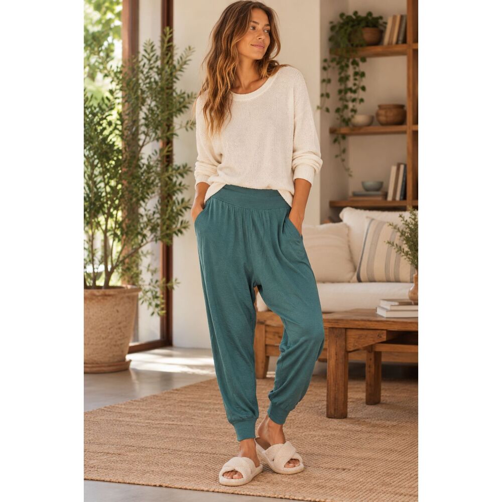 Pact Green 100% Organic Cotton Yoga Drop Crotch Lounge Pants  Women's Size Large